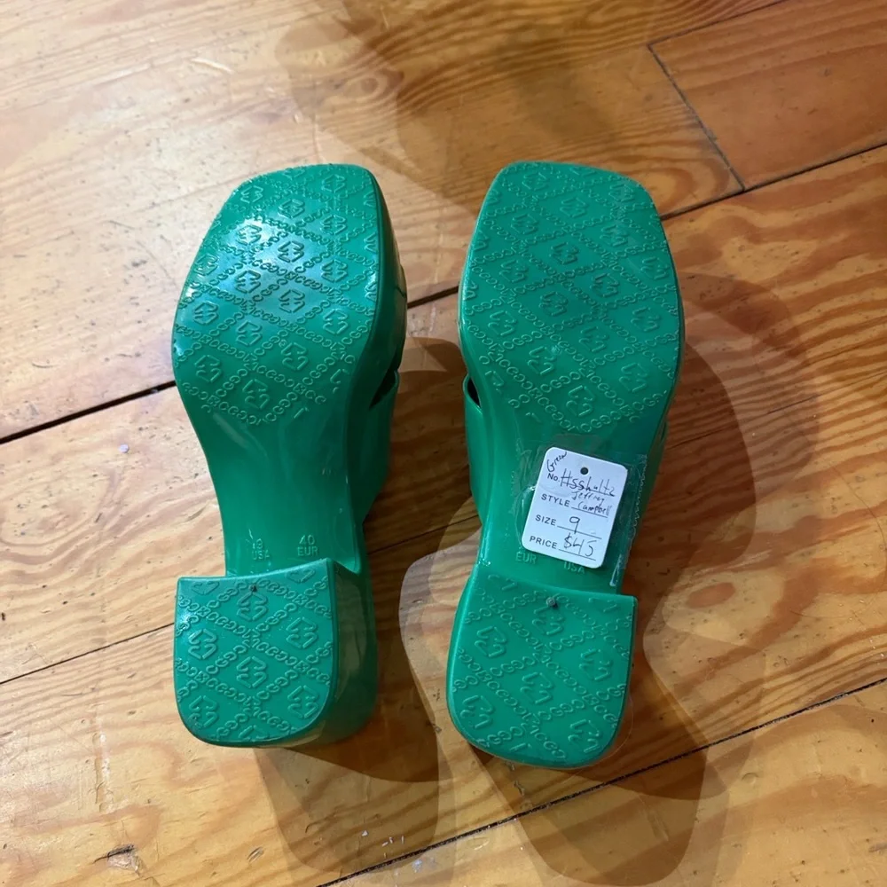 Jeffrey Campbell Green Patent Crisscross Mule Sandals - Picture 7 of 7